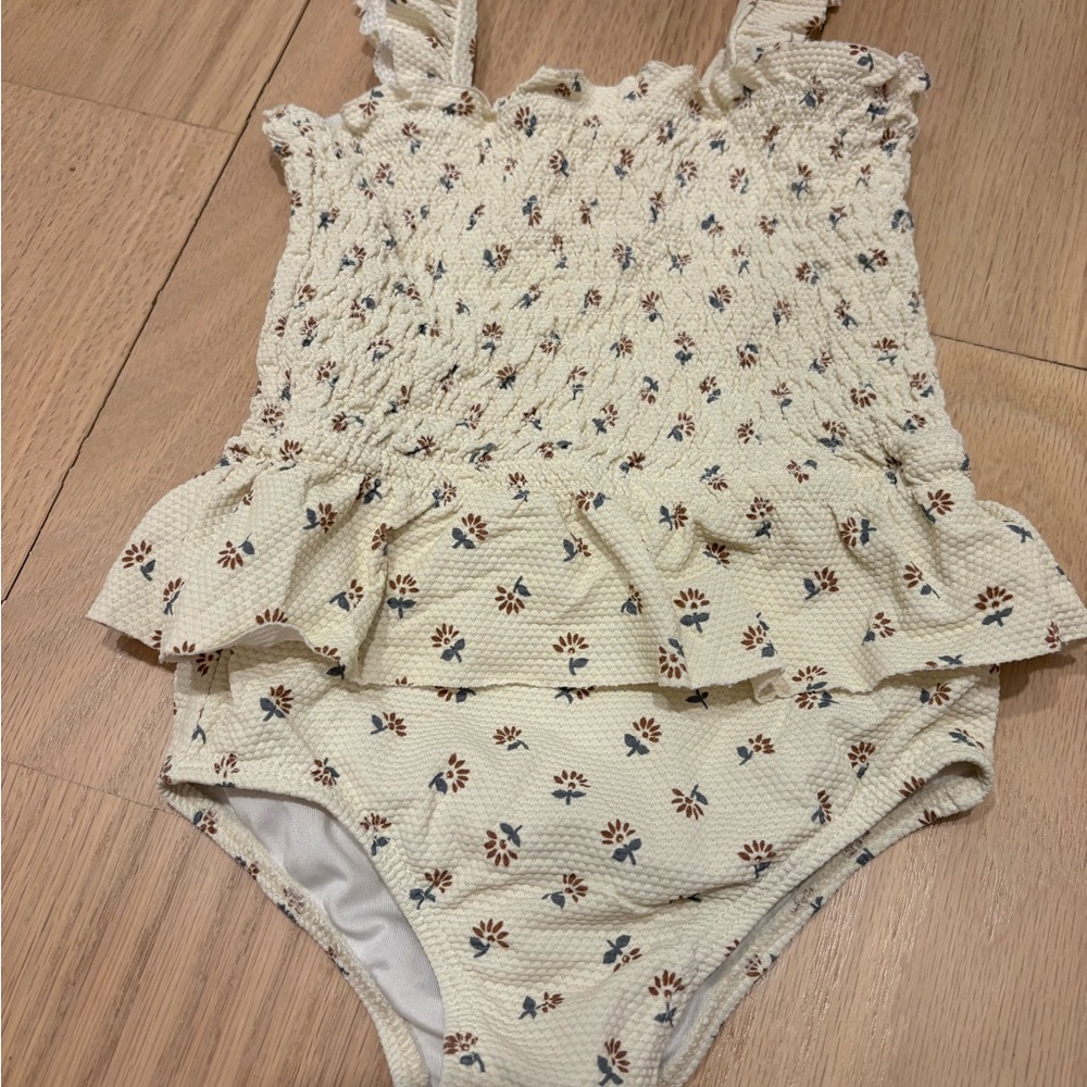 Quincy Mae Cream Floral bathing suit